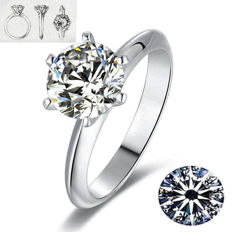 925 Sterling Silver Moissanite Ring – 1-3ct D Color Luxury Diamond Alternative