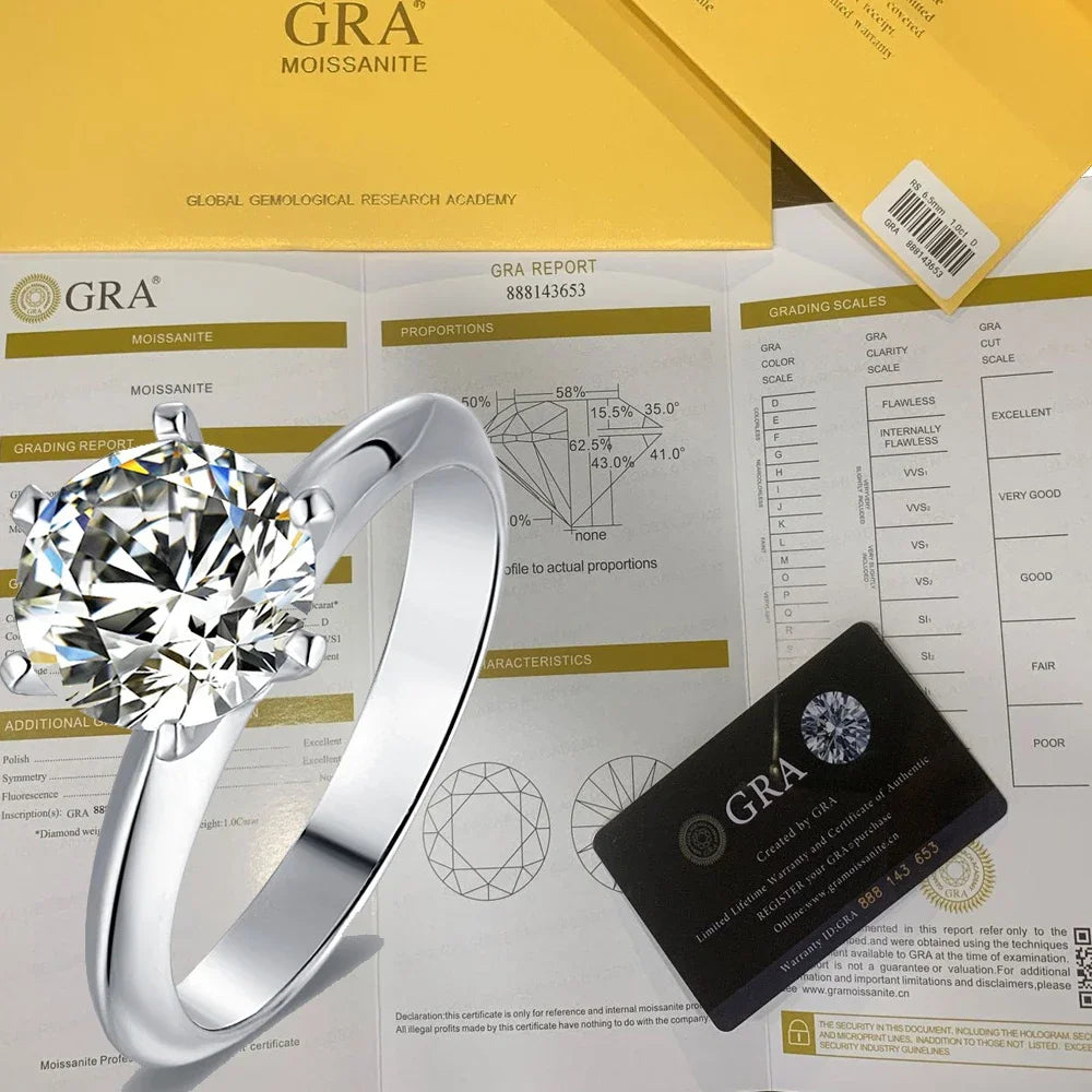 925 Sterling Silver Moissanite Ring – 1-3ct D Color Luxury Diamond Alternative