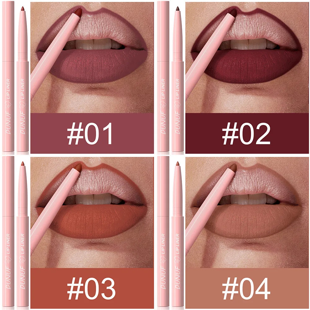 12-Color Matte Lip Liner Pencil Set – Waterproof Highly Pigmented Nude Pink