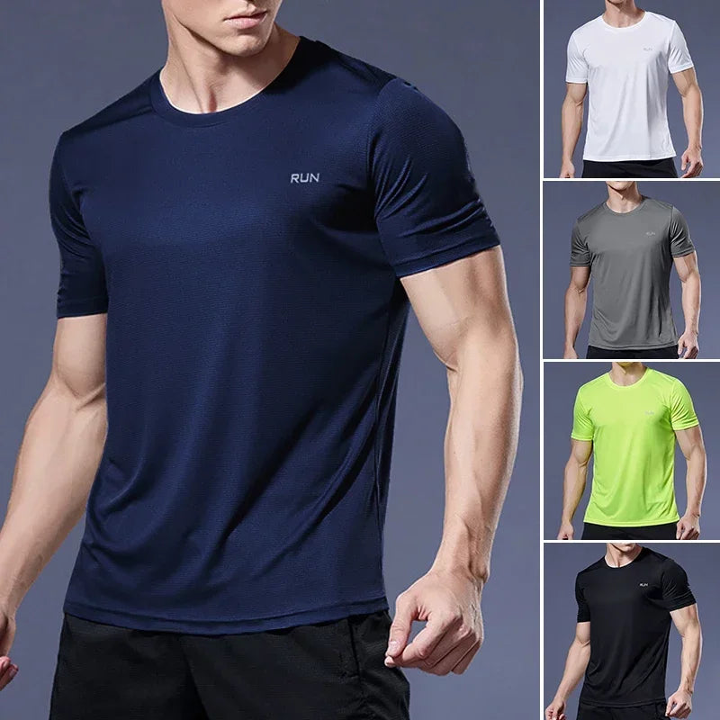Men's Ice Silk Quick-Dry T-Shirt – High Elastic Breathable Gym & Casual Top