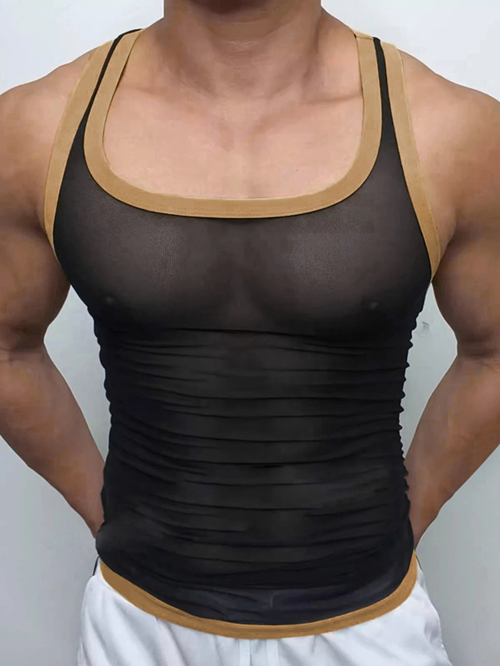 Men's Sleeveless Mesh Gym Tank Top – Breathable Bodybuilding Athletic Vest