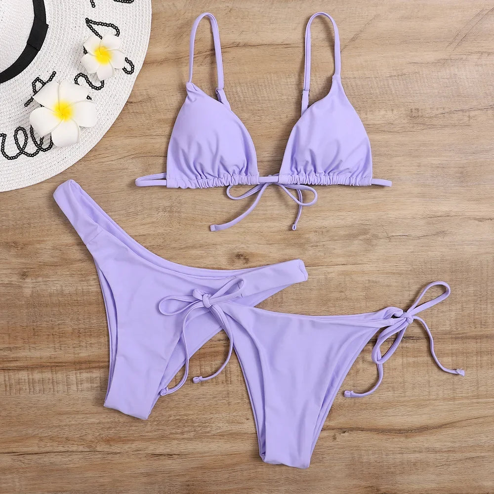 Women’s 3-Piece Push Up Bandage Bikini Set – Triangle Swimsuit Beachwear