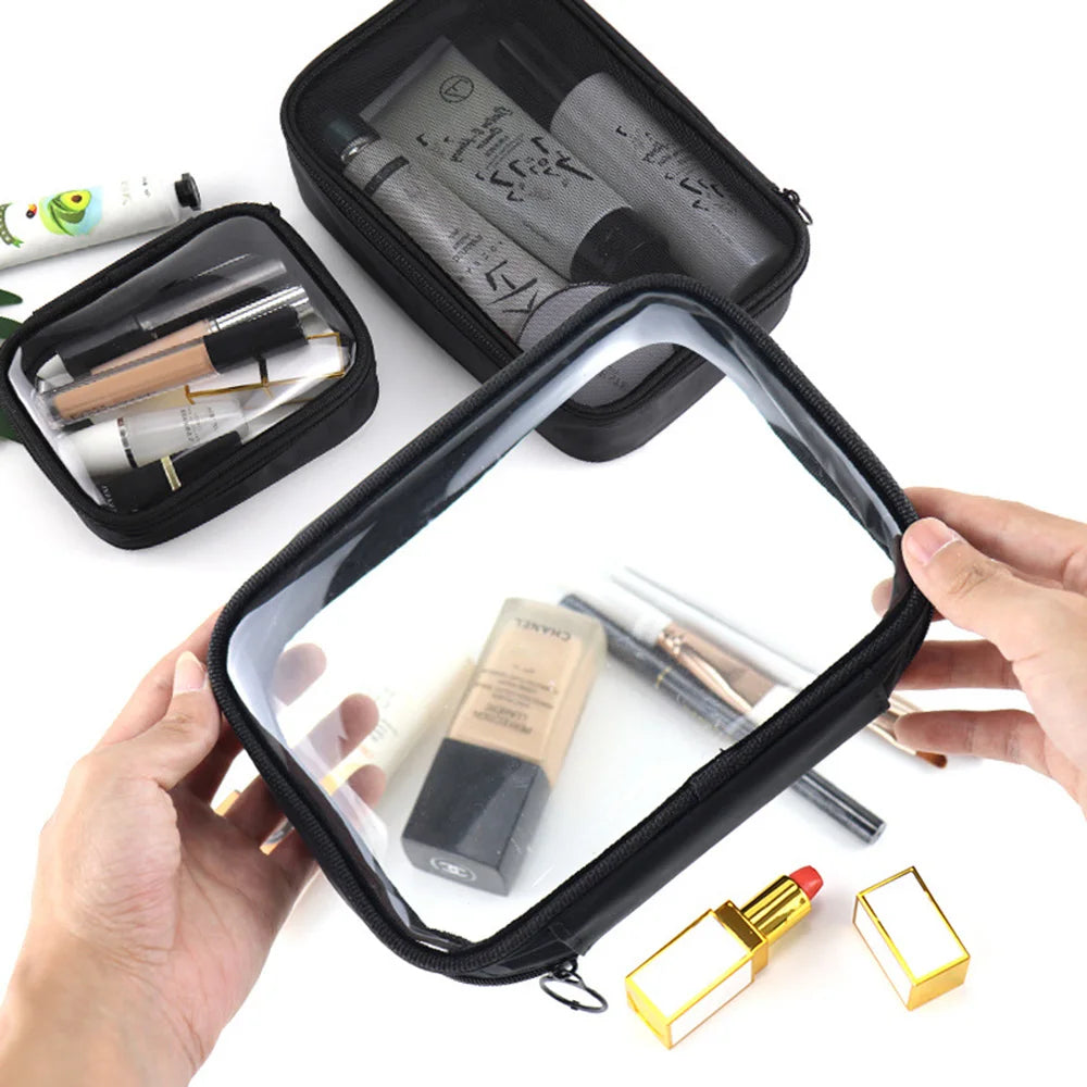 Clear PVC Waterproof Travel Makeup Bag – Toiletry Brush Organizer Pouch