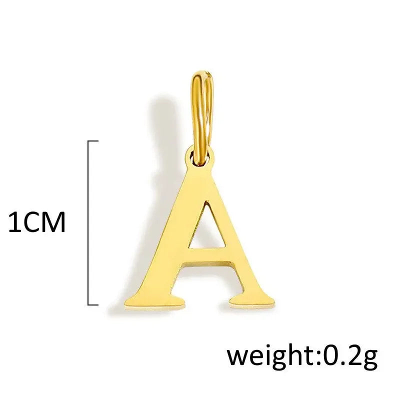 Gold Initial Letter Charm Pendant – Stainless Steel A-Z Personalized Necklace Gift