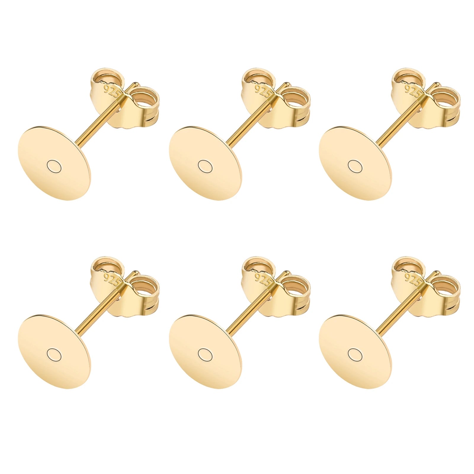 50pcs/Bag 925 Silver Stainless Steel Earring Studs Blank Post Base Pins With Earring Plug Findings Ear Back For Jewelry Making