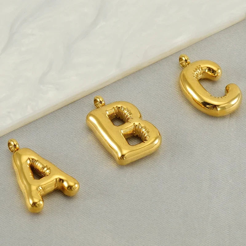 Gold Initial Letter Charm Pendant – Stainless Steel A-Z Personalized Necklace Gift