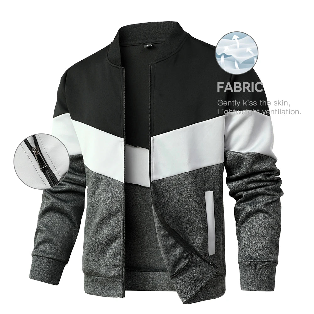 Men's Zip-Up Bomber Windbreaker Jacket – Streetwear Business Casual Spring Coat