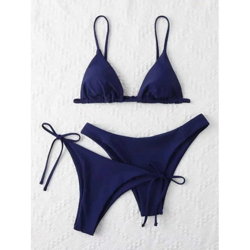 Women’s 3-Piece Push Up Bandage Bikini Set – Triangle Swimsuit Beachwear