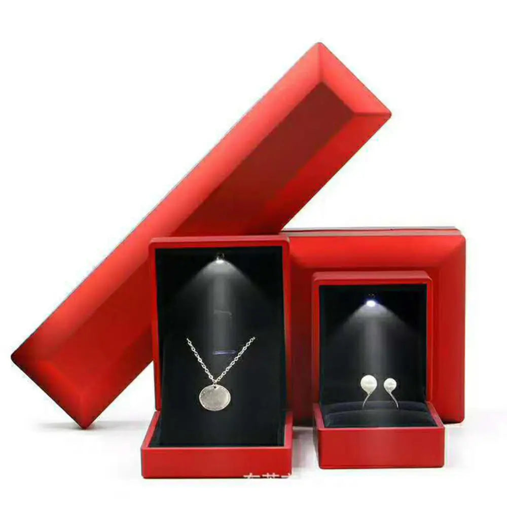 LED Luxury Velvet Jewelry Ring Box – Proposal Engagement Wedding Gift Display