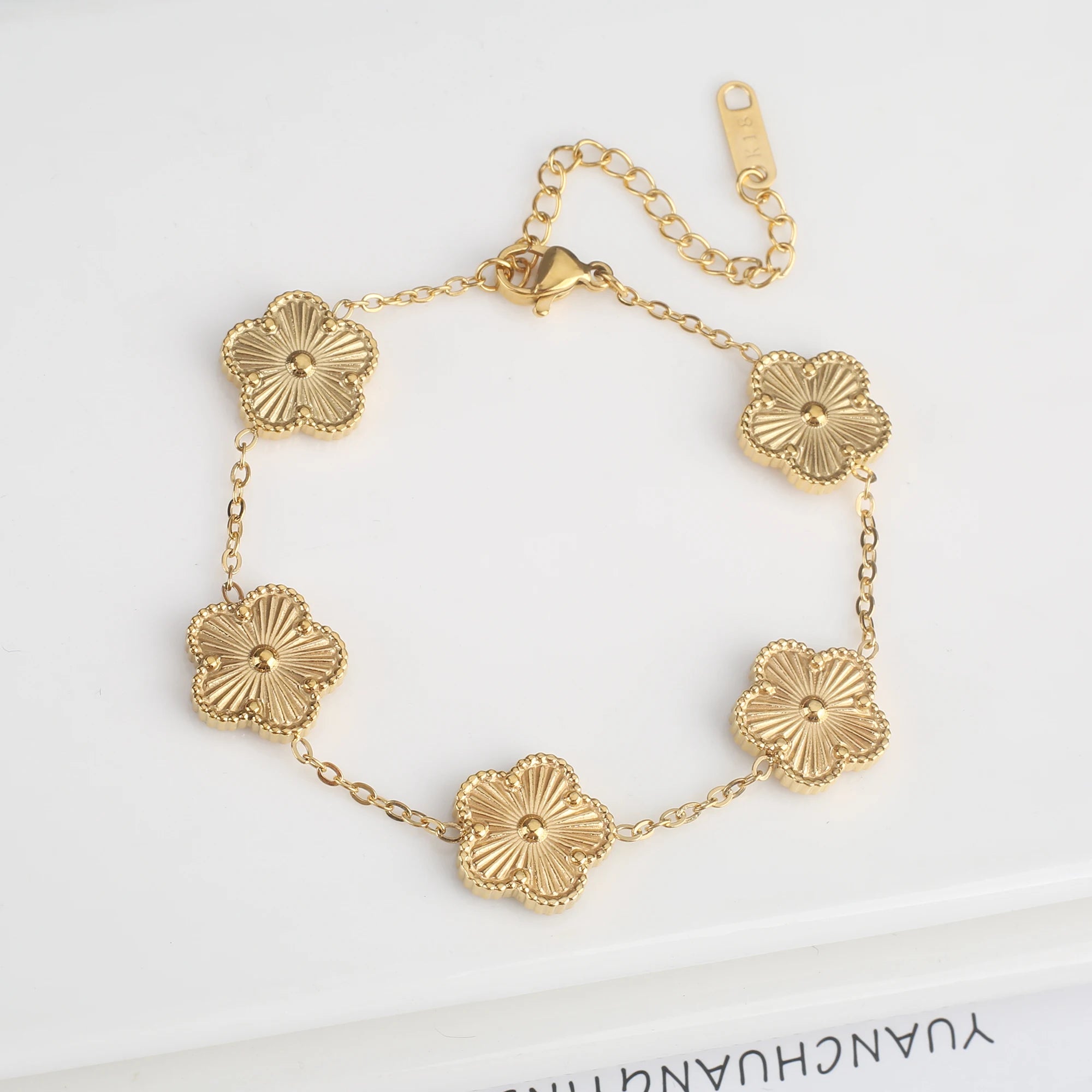 Five Leaf Clover Stainless Steel Bracelet – Shell Flower Women Party Jewelry Gift