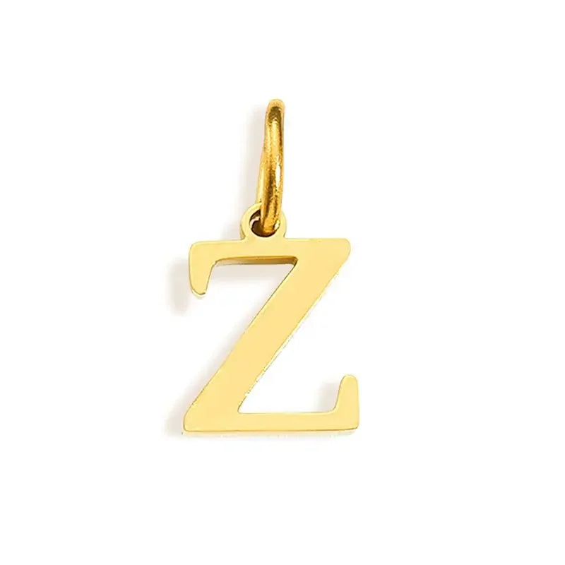 Gold Initial Letter Charm Pendant – Stainless Steel A-Z Personalized Necklace Gift