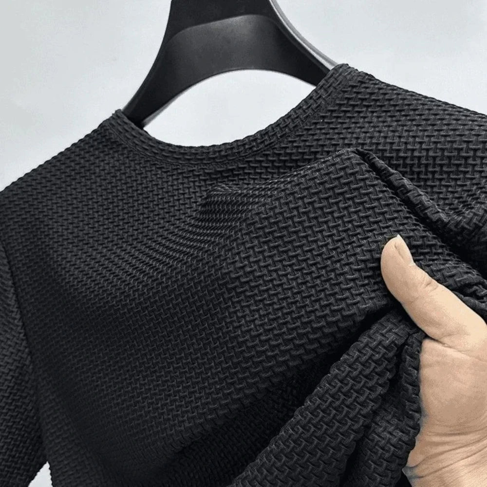 Men's Ice Silk Bamboo Mesh T-Shirt – Slim Fit Breathable Summer Streetwear Tee