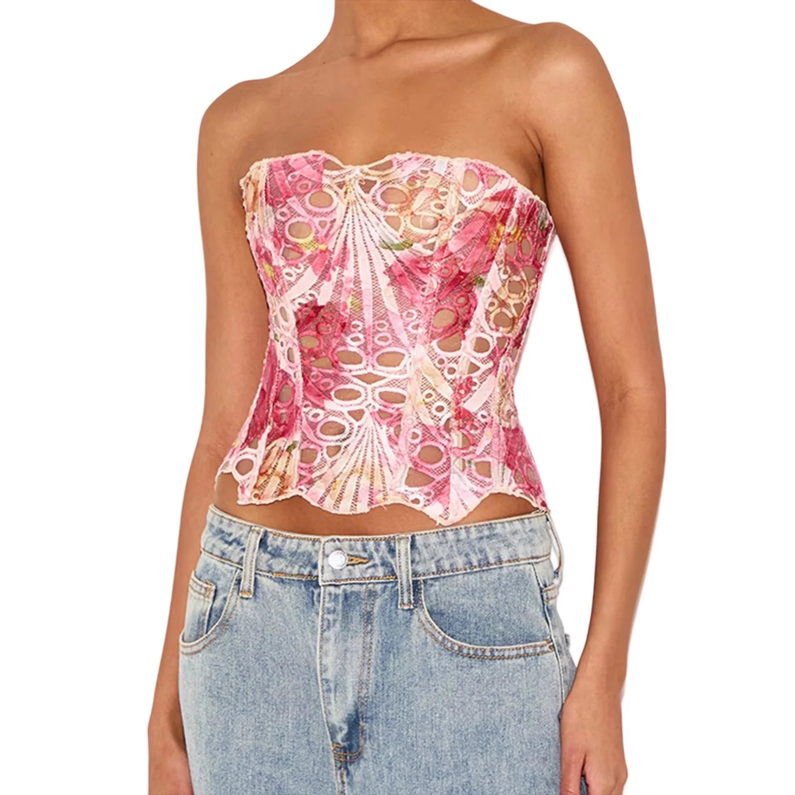 Sexy Lace-Up Backless Bandeau Top – Off-Shoulder Cutout Velvet Streetwear