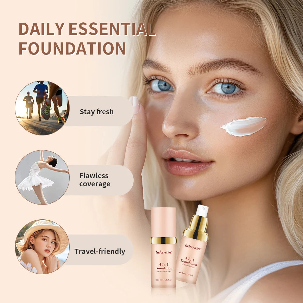 4-in-1 SPF30 Full Coverage Foundation – Waterproof Hydrating Concealer Skin Tone