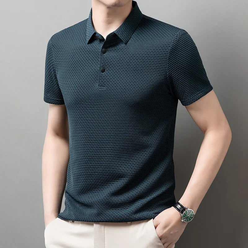 Men's Bone Print Polo Shirt – Breathable Casual Short Sleeve Summer Top