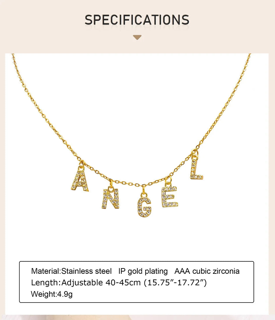 Personalized Initial Name Necklace – Stainless Steel Letter Pendant Women Gift