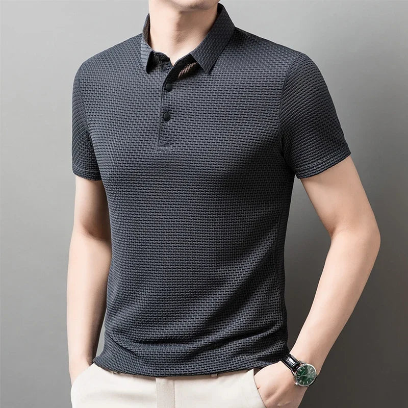 Men's Bone Print Polo Shirt – Breathable Casual Short Sleeve Summer Top