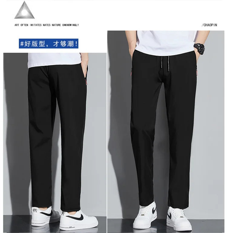 Men’s Slim Fit Stretch Jogger Pants – Elastic Waist Business Casual Korean Style