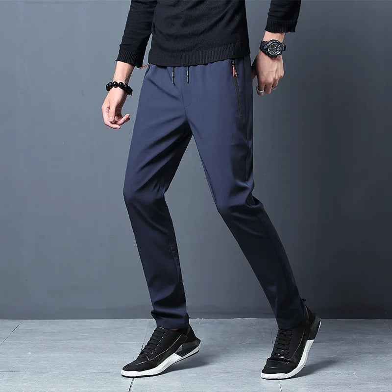 Men’s Slim Fit Stretch Jogger Pants – Elastic Waist Business Casual Korean Style
