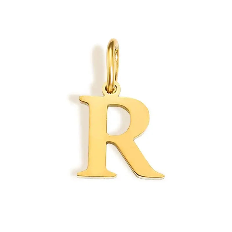 Gold Initial Letter Charm Pendant – Stainless Steel A-Z Personalized Necklace Gift
