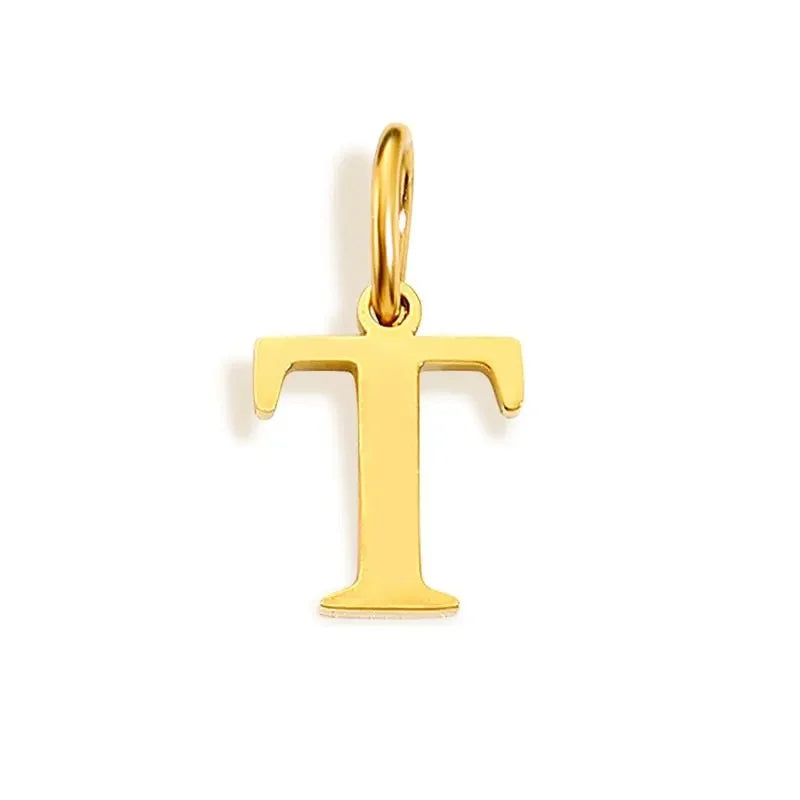 Gold Initial Letter Charm Pendant – Stainless Steel A-Z Personalized Necklace Gift