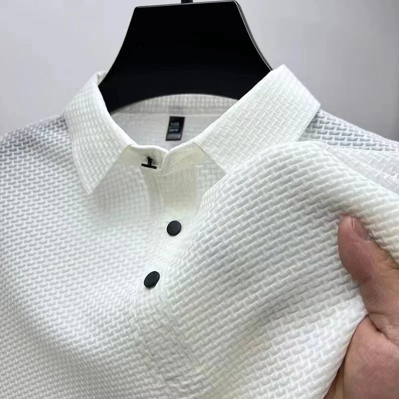 Men's Bone Print Polo Shirt – Breathable Casual Short Sleeve Summer Top