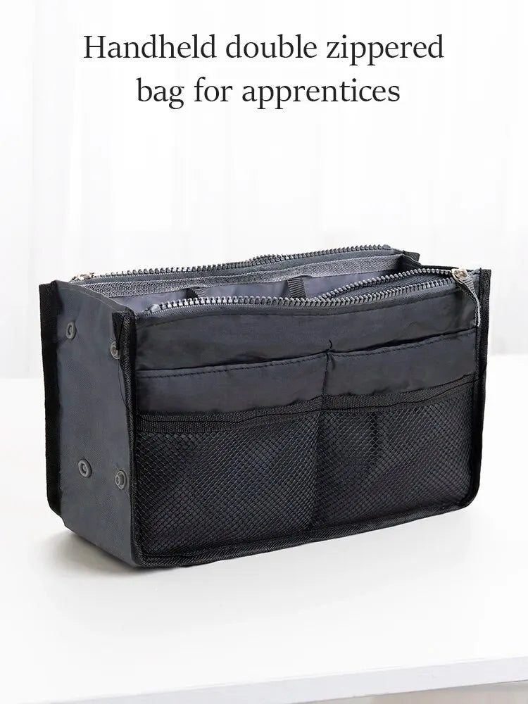 Large Double Zipper Travel Makeup Bag – Multi-Pocket Cosmetic Toiletry Organizer
