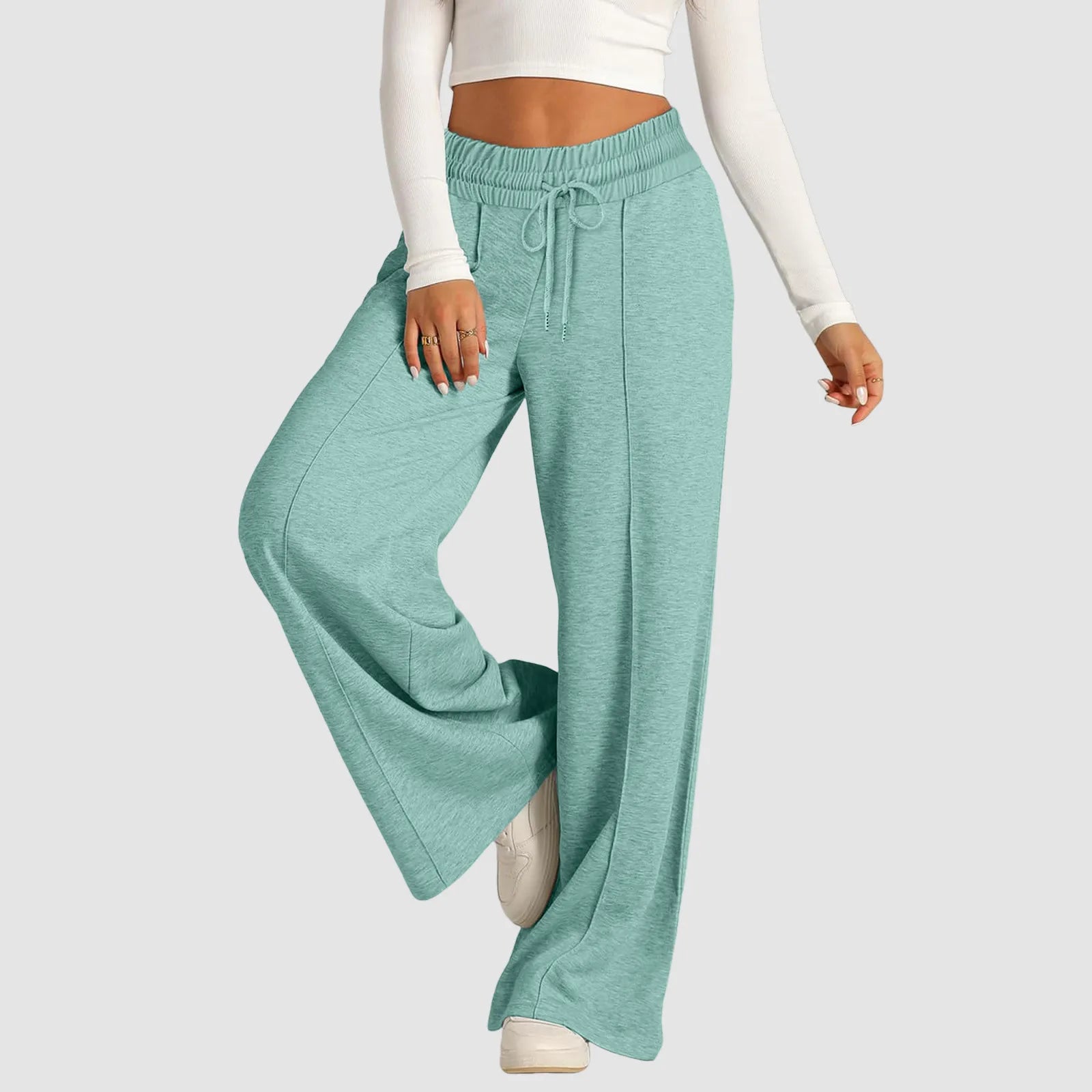 Women’s Casual Wide Leg Tie Jogger Pants – Loose Palazzo Spaghetti Strap Sweatpants
