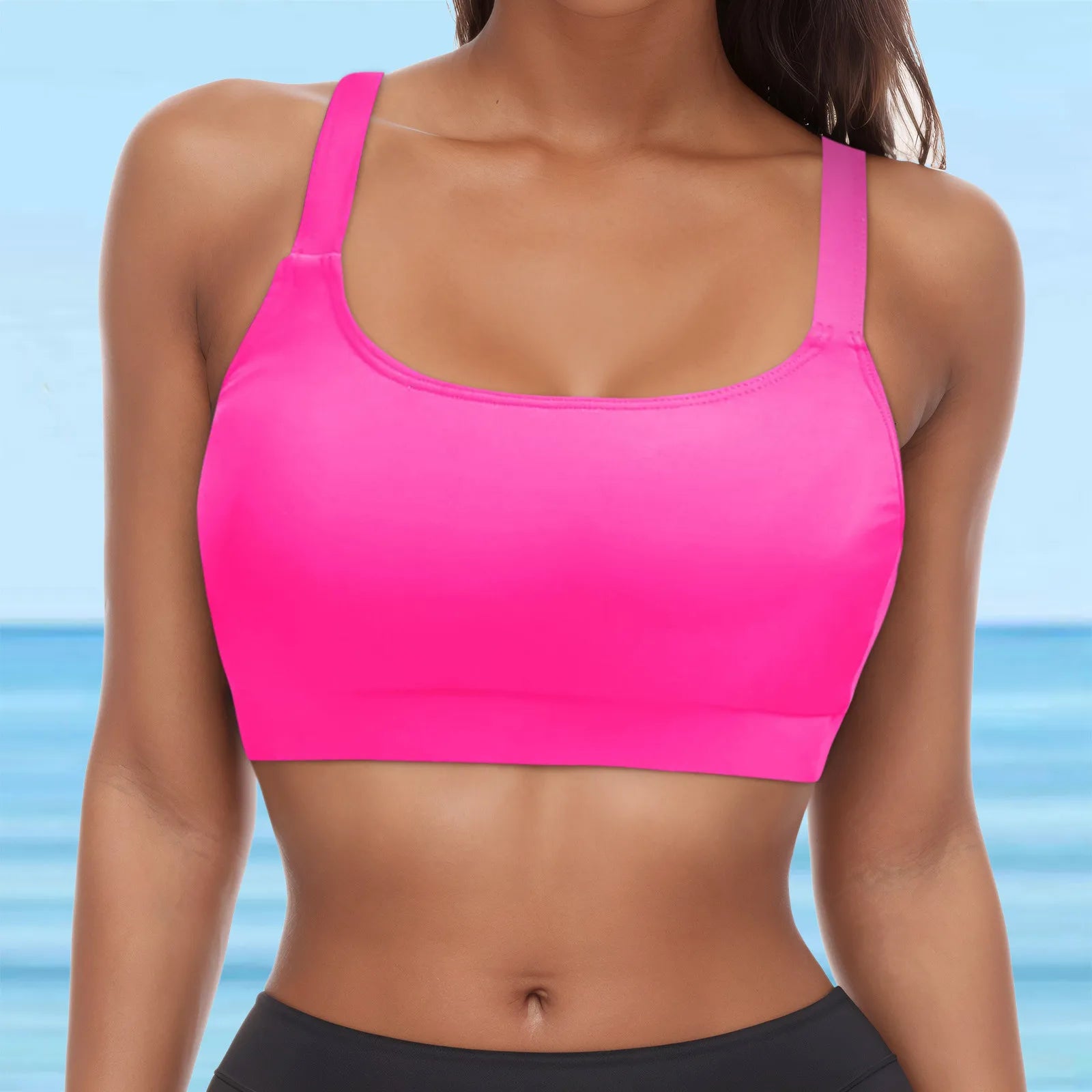 Women's Underwire Push-Up Bikini Top – Solid Color Full Coverage Swim Bra