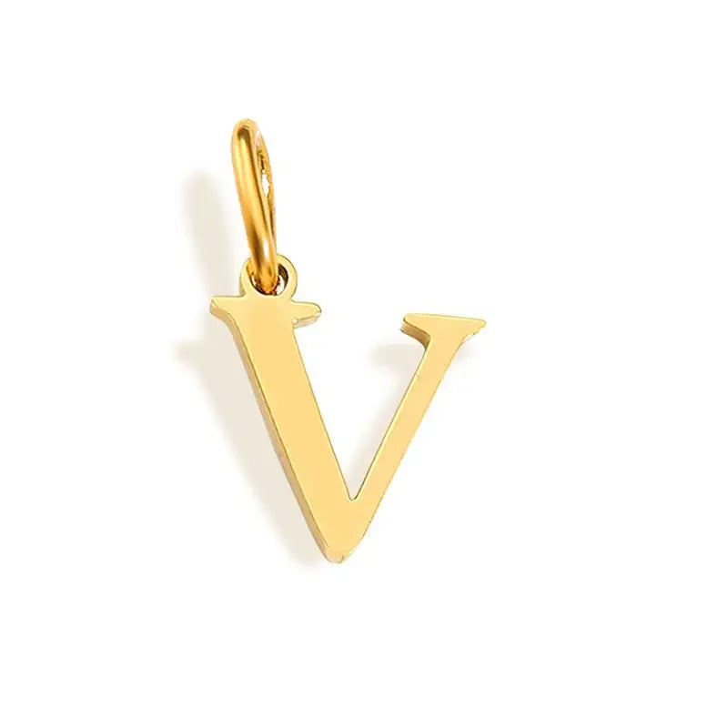 Gold Initial Letter Charm Pendant – Stainless Steel A-Z Personalized Necklace Gift