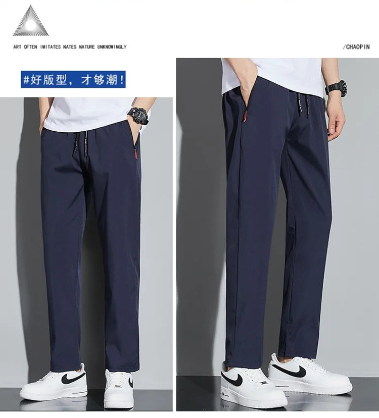 Men’s Slim Fit Stretch Jogger Pants – Elastic Waist Business Casual Korean Style