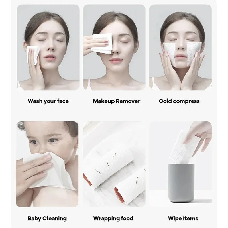 100-Count Disposable Cotton Face Towel – Soft Reusable Makeup Remover Pads