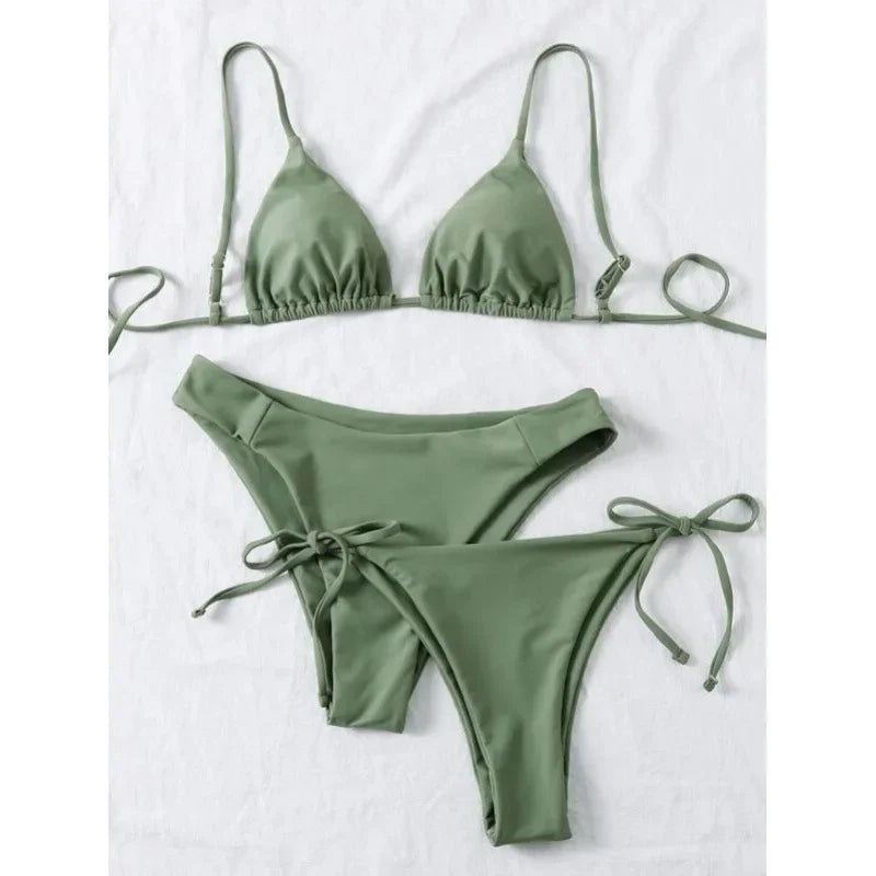Women’s 3-Piece Push Up Bandage Bikini Set – Triangle Swimsuit Beachwear
