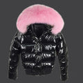 Waterproof Faux Fur Hooded Parka – Glossy Short Outerwear, European Black for Autumn & Winter
