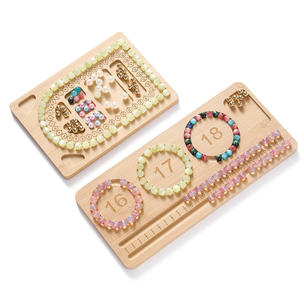 Wooden Flocked Beading Tray DIY Bracelet Necklace Jewelry Making Findings Beading Organizer Gray Bead Board Measuring Tools 2030