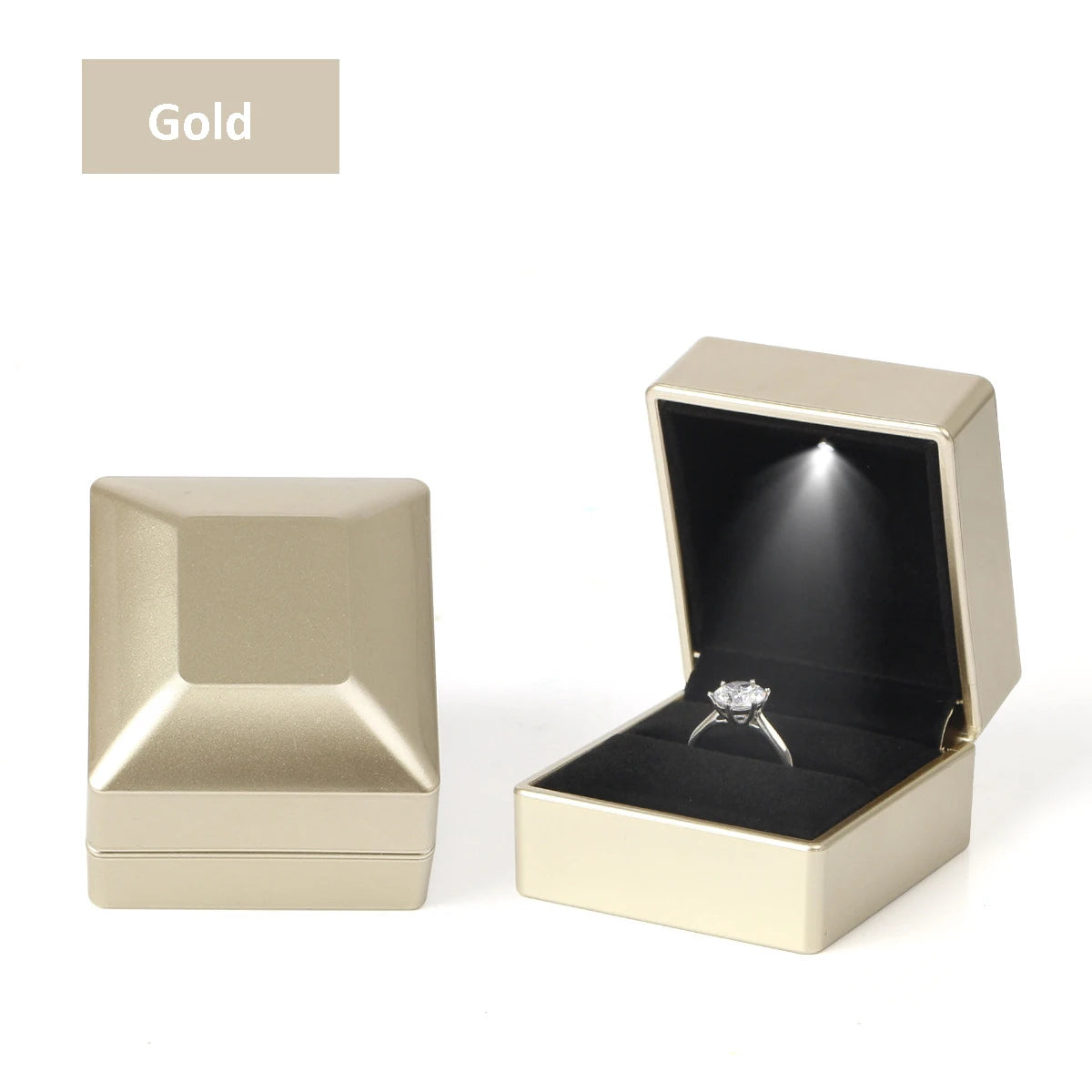 LED Luxury Velvet Jewelry Ring Box – Proposal Engagement Wedding Gift Display