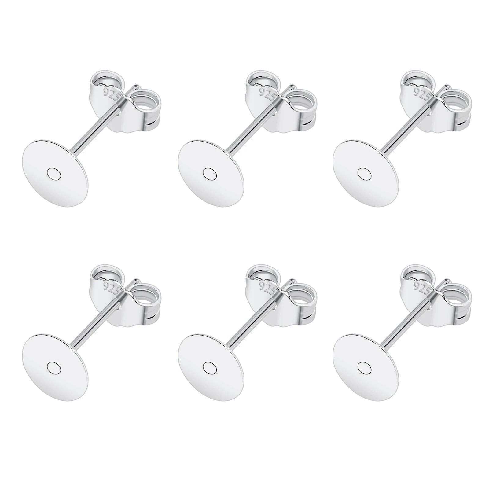 50pcs/Bag 925 Silver Stainless Steel Earring Studs Blank Post Base Pins With Earring Plug Findings Ear Back For Jewelry Making