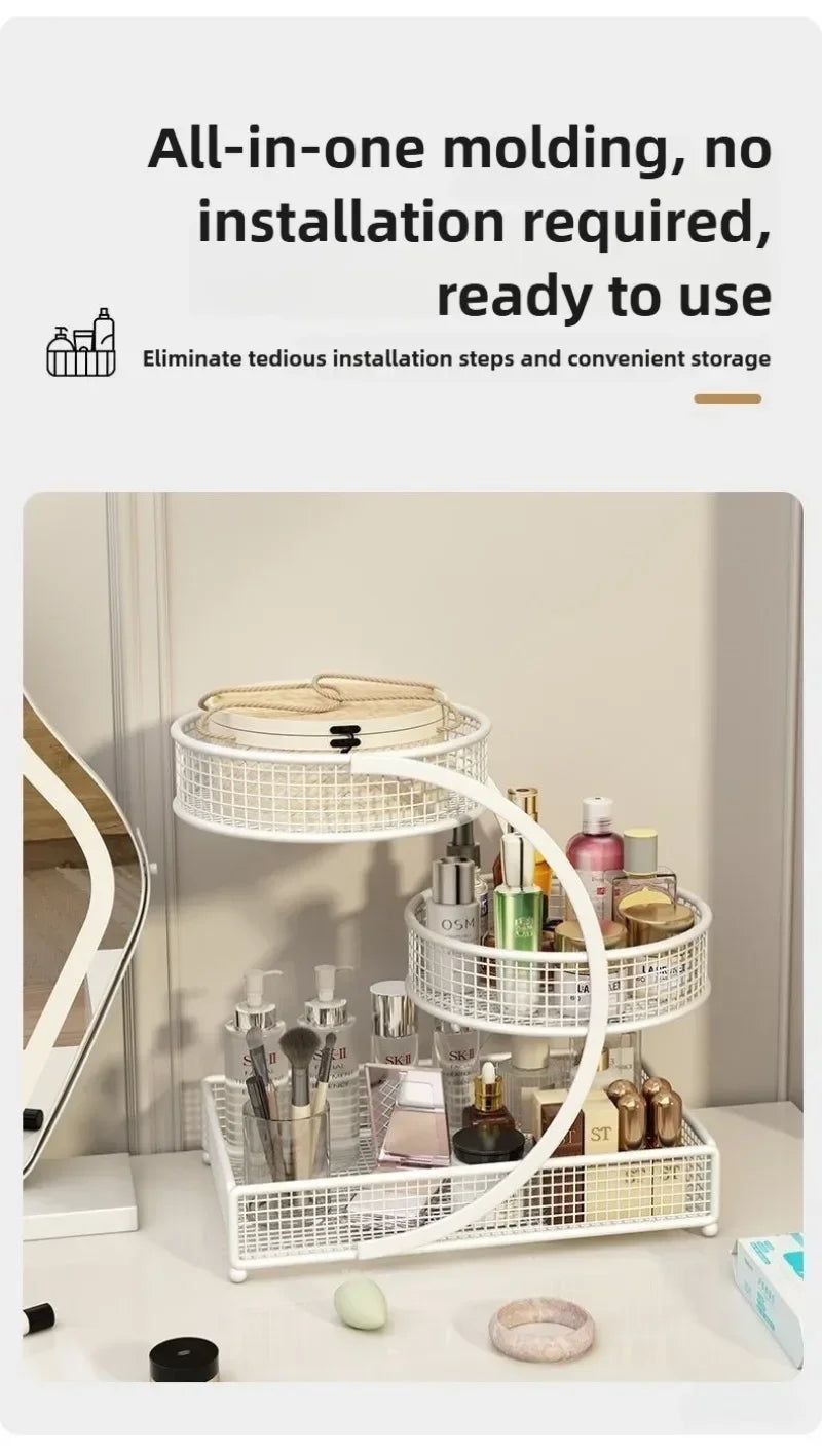 Metal Makeup Storage Rack – Multi-Layer Skincare Organizer No Installation
