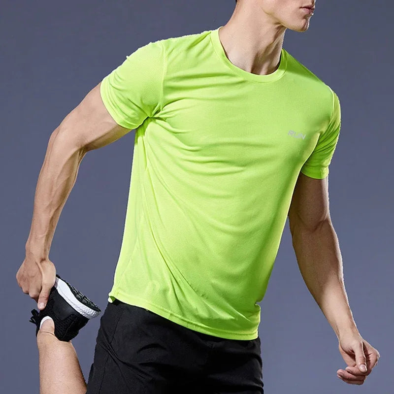 Men's Ice Silk Quick-Dry T-Shirt – High Elastic Breathable Gym & Casual Top