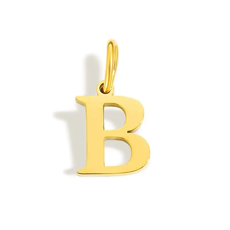 Gold Initial Letter Charm Pendant – Stainless Steel A-Z Personalized Necklace Gift