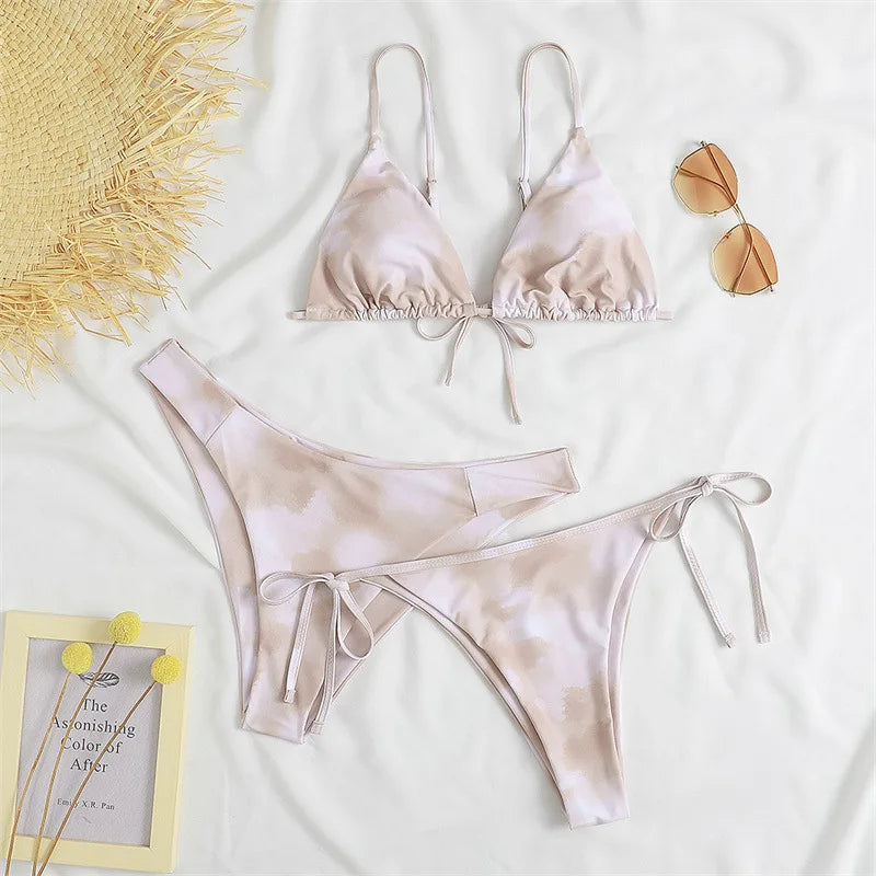 Women’s 3-Piece Push Up Bandage Bikini Set – Triangle Swimsuit Beachwear