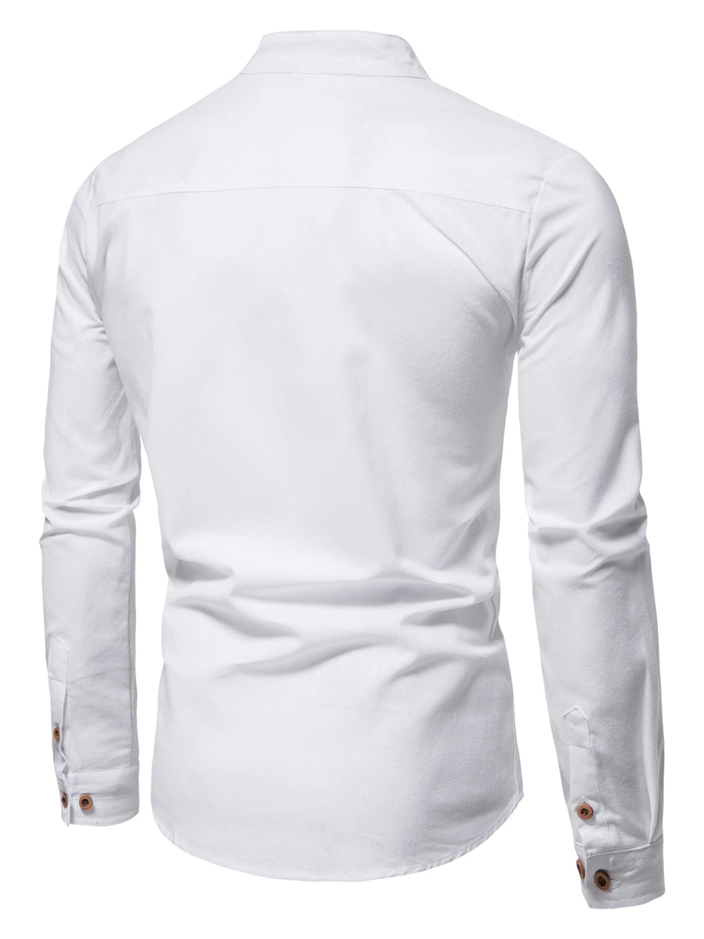Men's Pure Cotton Slim Fit Stand Collar Shirt – Elegant Long Sleeve Spring Top