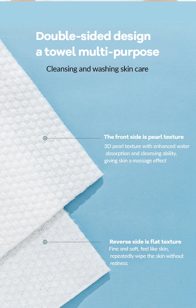 100-Count Disposable Cotton Face Towel – Soft Reusable Makeup Remover Pads