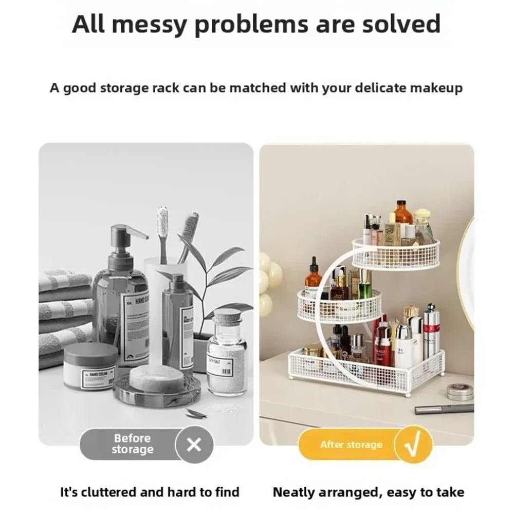 Metal Makeup Storage Rack – Multi-Layer Skincare Organizer No Installation