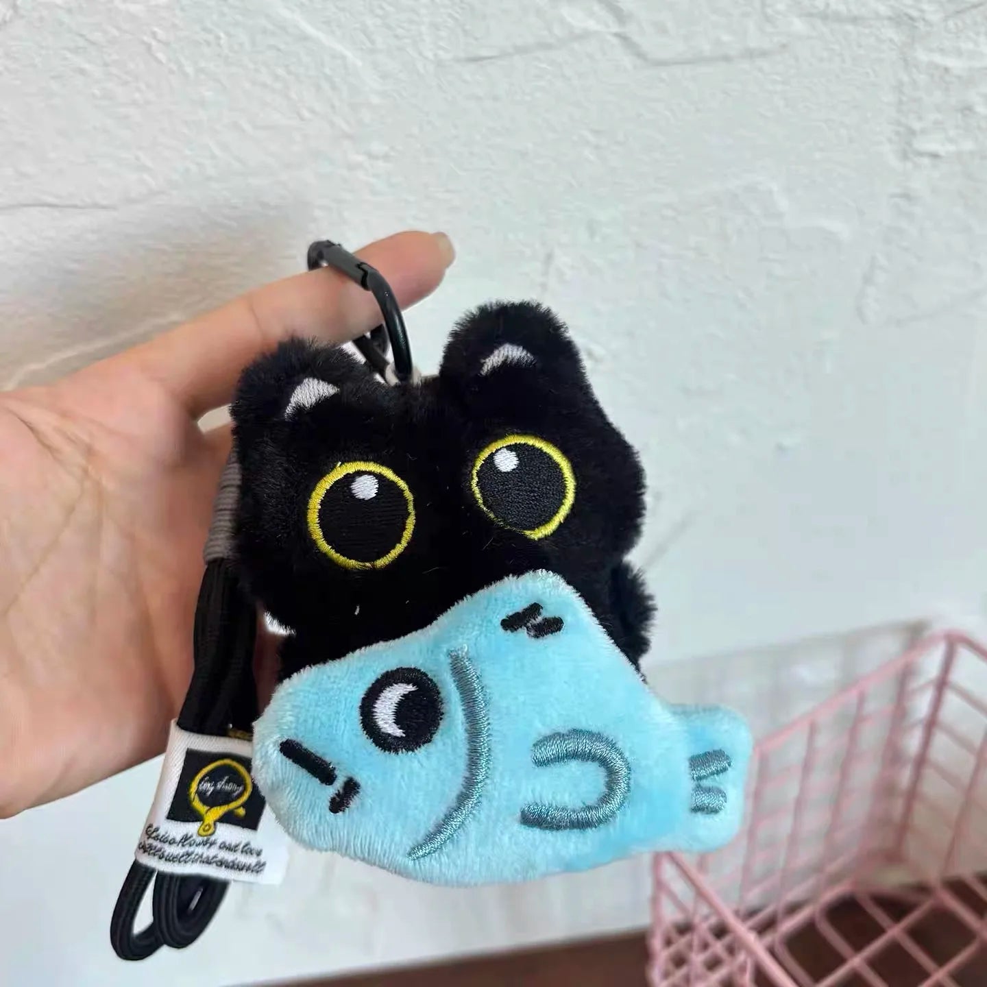 Cute Plush Black Cat Doll Keychain – Kawaii Bag Charm Pendant Gift