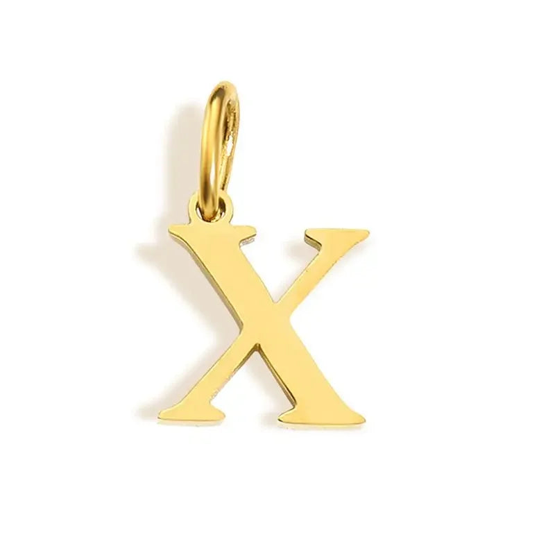 Gold Initial Letter Charm Pendant – Stainless Steel A-Z Personalized Necklace Gift