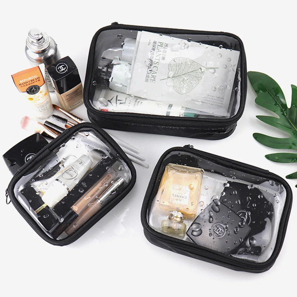Clear PVC Waterproof Travel Makeup Bag – Toiletry Brush Organizer Pouch