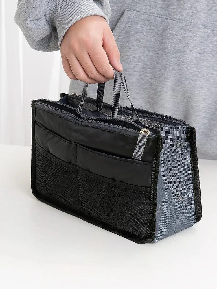 Large Double Zipper Travel Makeup Bag – Multi-Pocket Cosmetic Toiletry Organizer