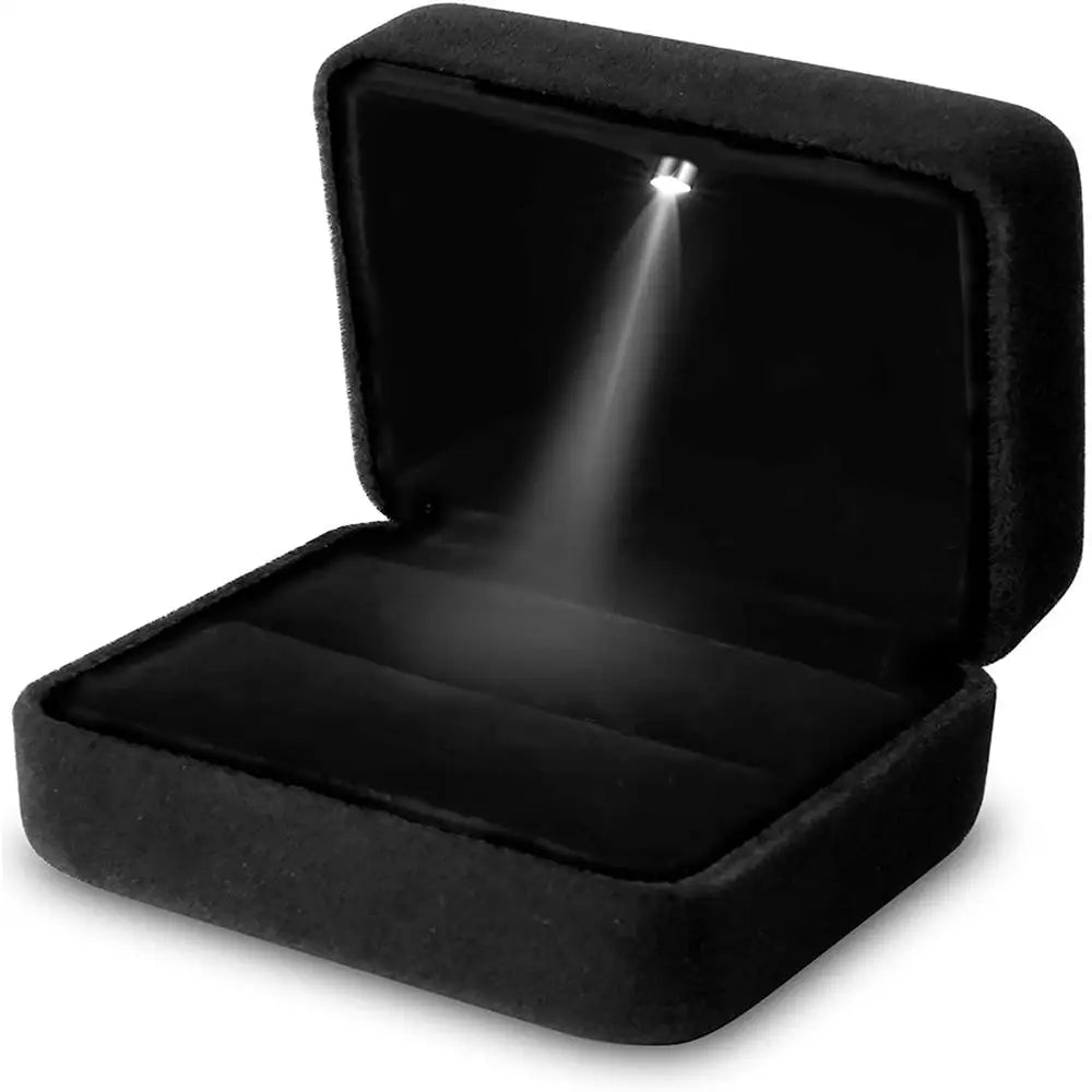 LED Luxury Velvet Jewelry Ring Box – Proposal Engagement Wedding Gift Display