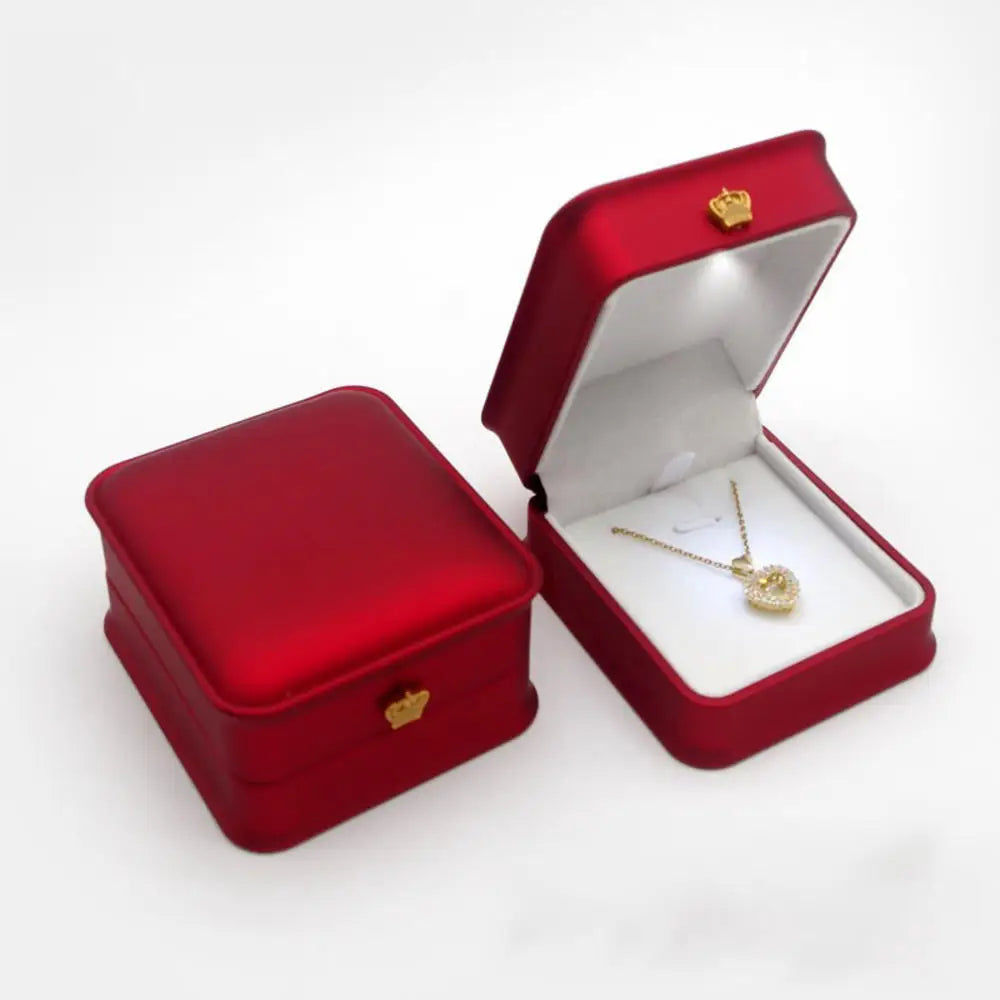 LED Luxury Velvet Jewelry Ring Box – Proposal Engagement Wedding Gift Display